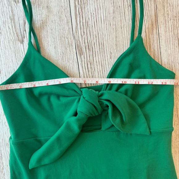 Susana Monaco Isadora Green Midi Spaghetti Strap Tie Front with Cutout Dress M - Picture 9 of 13